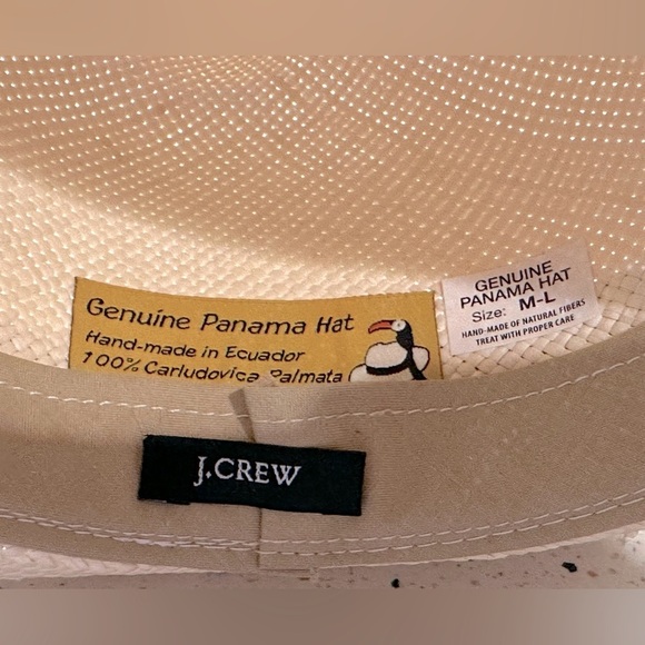 J. Crew Genuine Panama Hat M-L‎ with Ornate Style & Grosgrain Ribbon - Picture 12 of 15